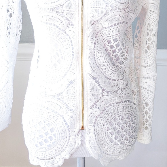 White Boho Bohemian Crochet Lace Long Sleeve Shirt - Picture 5 of 8